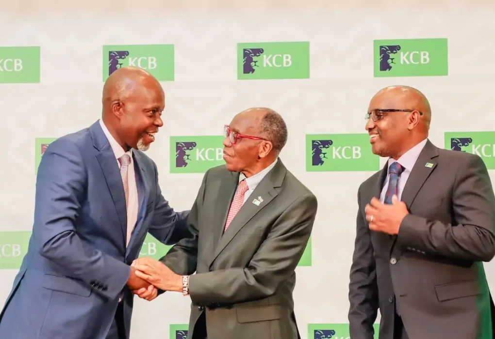 KCB Group Finance Director, Lawrence Kimathi, Group Chairman, Dr. Joseph Kinyua and Group CEO, Paul Russo